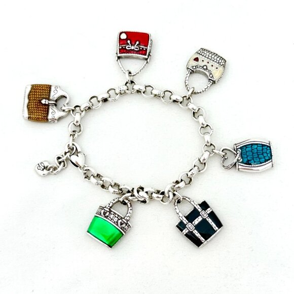 Brighton Purse/Handbag Charm Bracelet Silver Tone - VGC - Picture 1 of 8